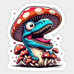 Crazy Velociraptor Mushroom Hat Dinosaur Garden Sticker